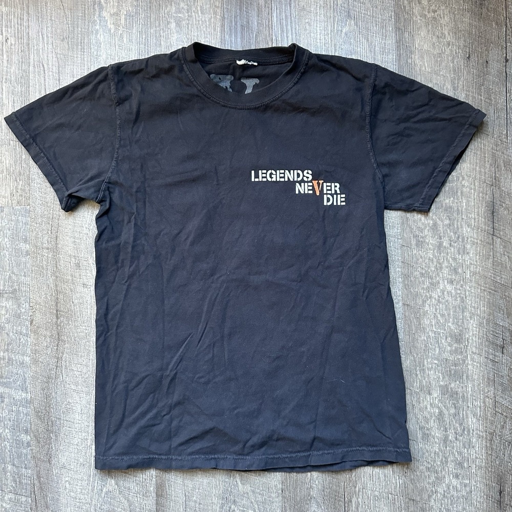VLONE Legends‎ Never Die 999 Black Orange Graphic Print Men's T-Shirt Size S